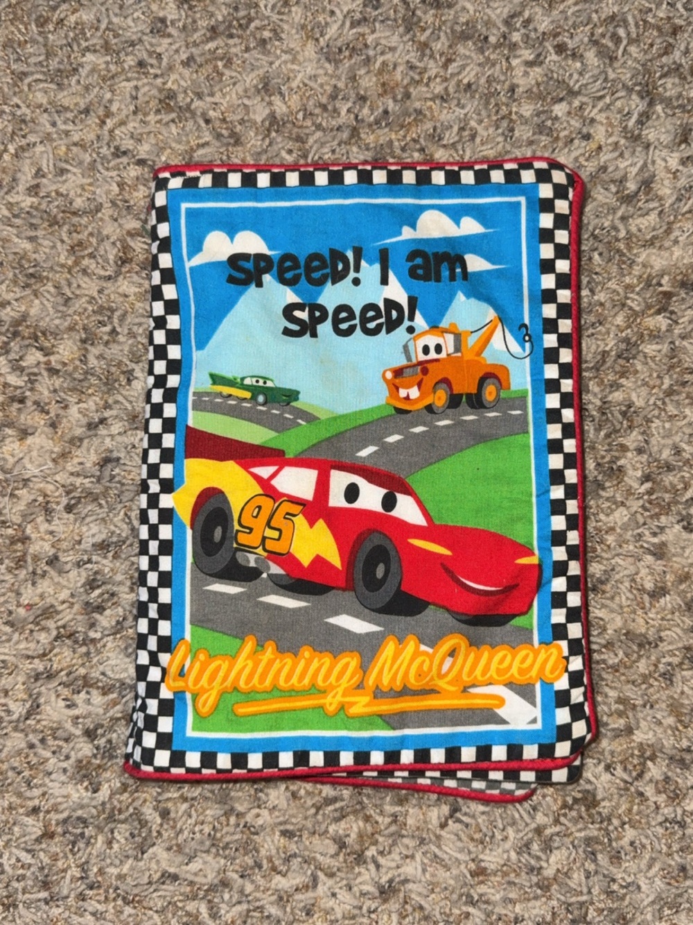 Disney Pixar Cars Lightning McQueen Soft Cloth Book Baby Toddler Learning Book